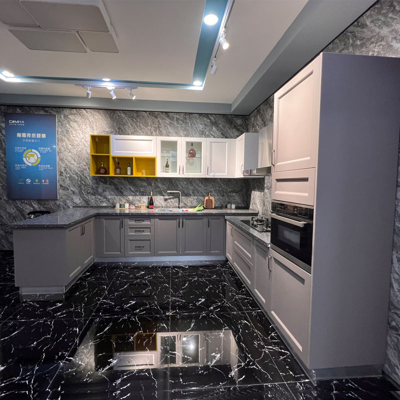 PVC modern grey kitchen cabinets